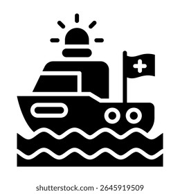 Rescue Boat Icon Glyph Vector Illustration
