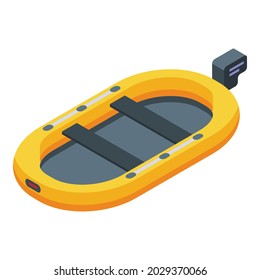 Rescue Boat Icon Isometric Vector. Life Coast. Safety Lifeboat