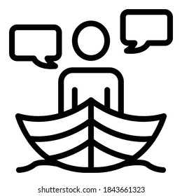 Icono de rescate de barco. Icono del vector del bote de rescate de contorno para diseño web aislado en fondo blanco