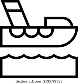 rescue boat icon. Thin linear style design isolated on white background