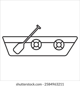 Rescue boat stock icon outline vector