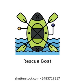 Rescue Boat vector   Filled outline Design illustration. Symbol on White background EPS 10 File