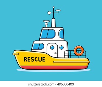 Rescue boat vector icon.