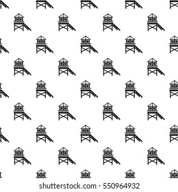 Rescue booth on beach pattern. Simple illustration of rescue booth on beach vector pattern for web