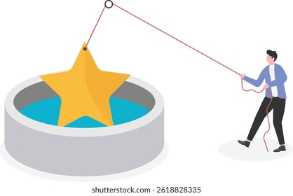 Rescue, the businessman uses the rope to pull the star out of the trap

