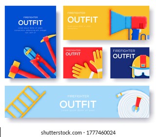 Rescue cards template set. Flat design icon of flyear, magazines, posters, book cover, banner. Emergency services layout concept pages with typography background. Grain texture and noise effect.