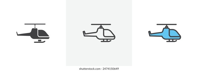 Rescue chopper icon set. Medical helicopter vector symbol. Military sign.