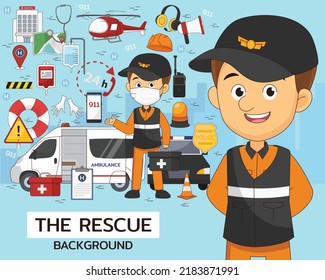 El trasfondo del concepto Rescue. Iconos planos.