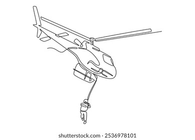 Rescue concept. Single line draw design vector graphic illustration.