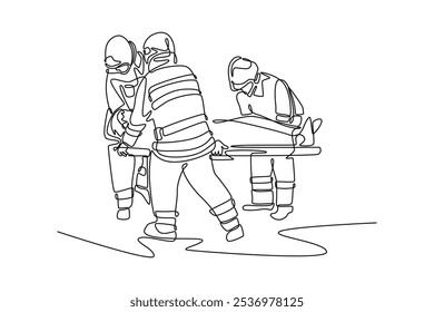 Rescue concept. Single line draw design vector graphic illustration.