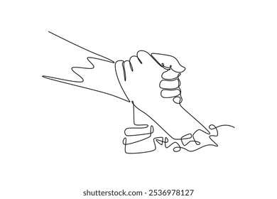 Conceito de resgate. Ilustração gráfica vetorial de design de desenho de linha única.