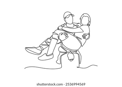 Rescue concept. Single line draw design vector graphic illustration.