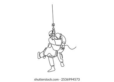 Conceito de resgate. Ilustração gráfica vetorial de design de desenho de linha única.