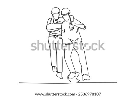 Rescue concept. Single line draw design vector graphic illustration.