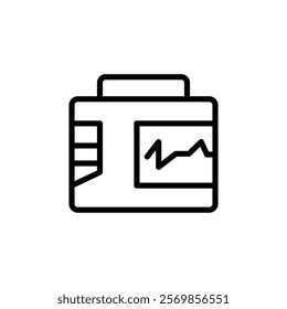 Rescue defibrillator icon Black and white outline vector