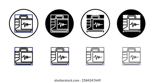 Rescue defibrillator icon linear logo isolated