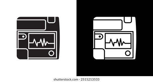 Rescue defibrillator icon Thin line flat illustration