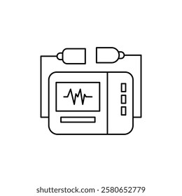 Rescue defibrillator icon Vector logo set flat