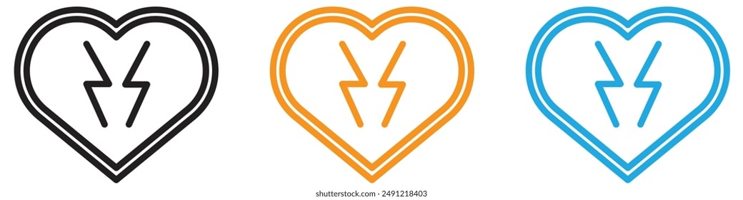 Rescue defibrillator vector logo set collection for web app ui