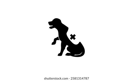 rescue dog, black isolated silhouette