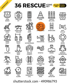 Rescue emergency outline icons concept in modern style for website or print illustration