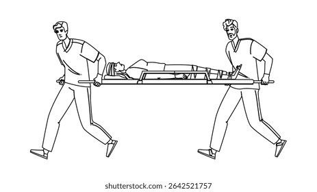 rescue emergency paramedic vector. medical response, cpr firstaid, triage dispatch rescue emergency paramedic character. people black line pencil drawing illustration