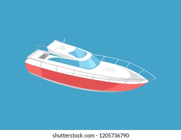 Rescue emergency sailboat, coast guard transportation vehicle sailing vector illustration icon isolated. Guarding transport boat, modern yacht sign