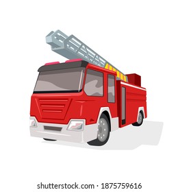 Rescue engine transportation, save lifes, firefighter van. Vector call for fire department, emergency services, modern vehicle design isolated on white background