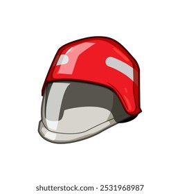 rescue firefighter helmet cartoon. durable shield, visor headgear, emergency flame rescue firefighter helmet sign. isolated symbol vector illustration