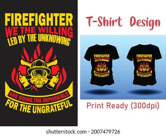 The Rescue Firefighter uses a safety helmet and uniform in vector. with a American flag as background, The professional rescuer ever. Print-ready 300 dpi for t-shirt, cup, cap, etc.