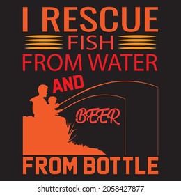 i rescue fish from water and t-shirt design, vector file