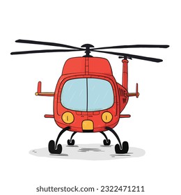 Rescue helicopter. cartoon hand-drawn helicopter. Air Ambulance helicopter