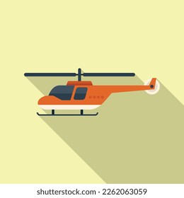 Rescue helicopter guard icon flat vector. Sea transport. Aerial safety