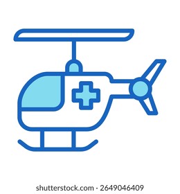 Rescue Helicopter Icon Blue Vector Illustration