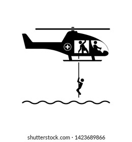 Rescue Helicopter Icon. Emergency, Evacuation Illustration As A Simple Vector Sign & Trendy Symbol For Design And Websites, Presentation Or Mobile Application.