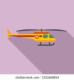 Rescue helicopter icon. Flat illustration of rescue helicopter vector icon for web design