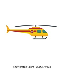 Rescue helicopter icon. Flat illustration of rescue helicopter vector icon isolated on white background