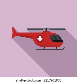 Rescue helicopter icon flat vector. Air ambulance. Medical emergency