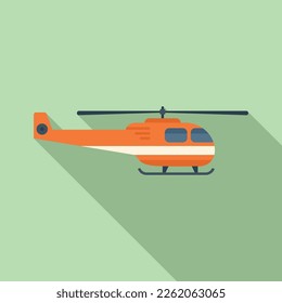 Rescue helicopter icon flat vector. Air transport. Sea military