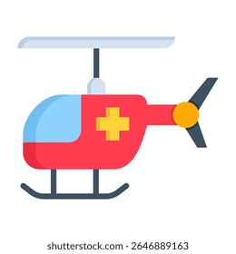 Rescue Helicopter Icon Flat Vector Illustration