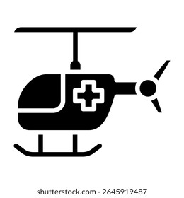 Rescue Helicopter Icon Glyph Vector Illustration