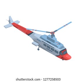 Rescue helicopter icon. Isometric of rescue helicopter vector icon for web design isolated on white background