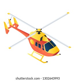 Rescue helicopter icon. Isometric of rescue helicopter vector icon for web design isolated on white background