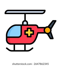 Rescue Helicopter Icon Lineal Color Vector Illustration