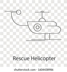 Rescue Helicopter  line on transparency background. Creative idea design. Flat vector illustration for template, brochure, web page or presentation. 