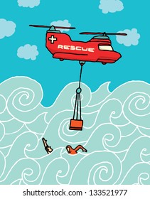Rescue helicopter at the sea