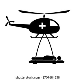 rescue helicopter transporting a patient. Vector illustration medical copter