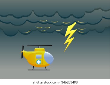 Rescue helipcopter during a storm