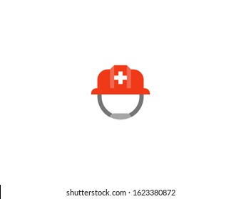 Rescue worker’s helmet vector flat icon. Isolated rescue hat emoji illustration 