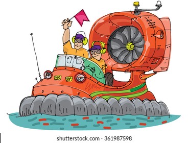 rescue hovercraft - cartoon